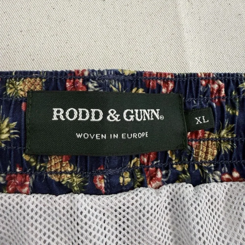 Rodd & Gunn Men’s XL Swim Trunks Navy Pineapple Floral Print Drawstring Shorts